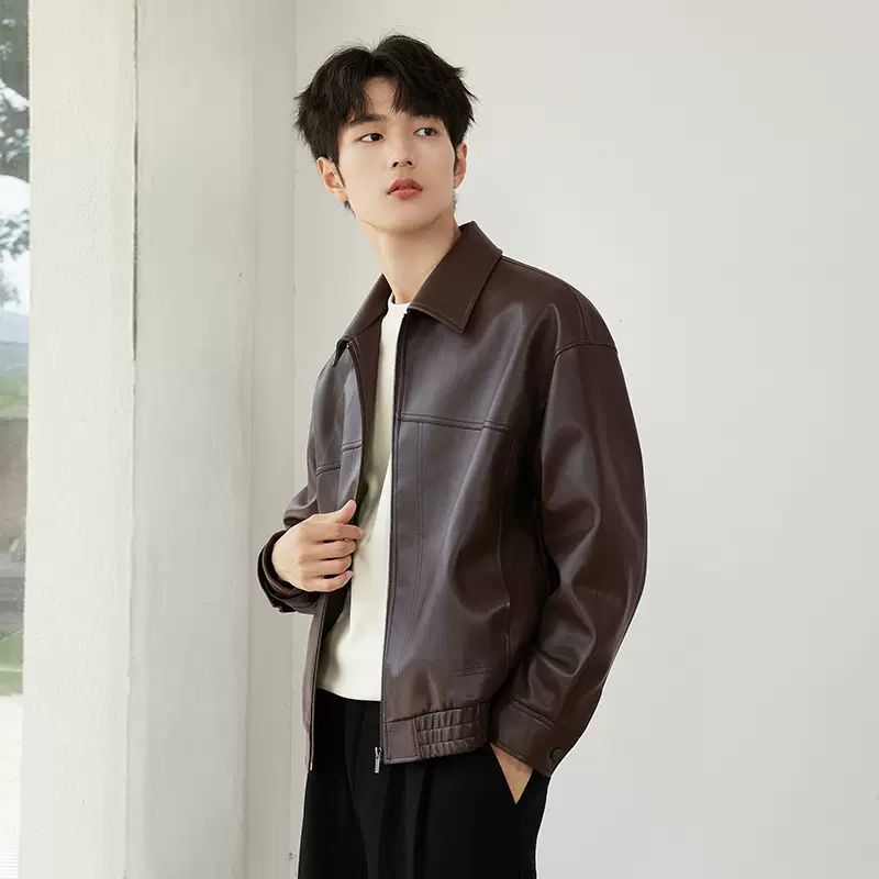 ✨Nouvelle arrivée✨Veste à revers en cuir PU pour homme