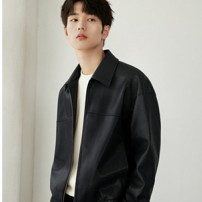 ✨Nouvelle arrivée✨Veste à revers en cuir PU pour homme