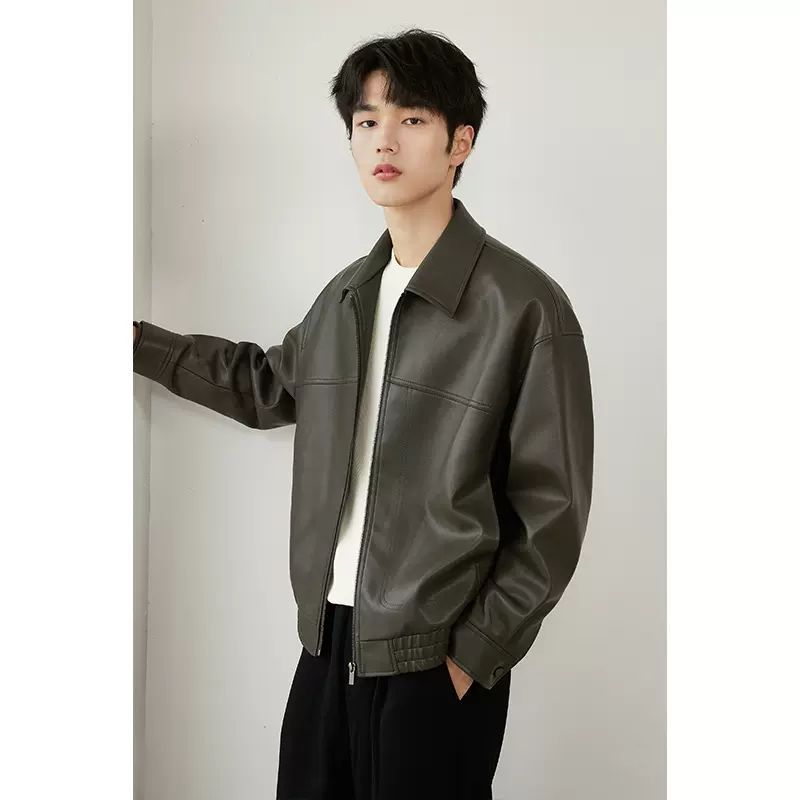 ✨Nouvelle arrivée✨Veste à revers en cuir PU pour homme