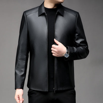 🔥Hot Sale🔥Men's Casual Business Lapel PU Leather Jacket（50% OFF）