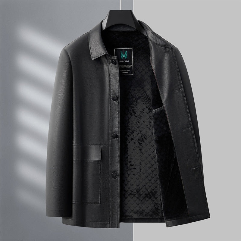 ❄️Nouveauté pour le début de l'hiver -50 % de réduction👨Veste en cuir doublée chaude pour homme