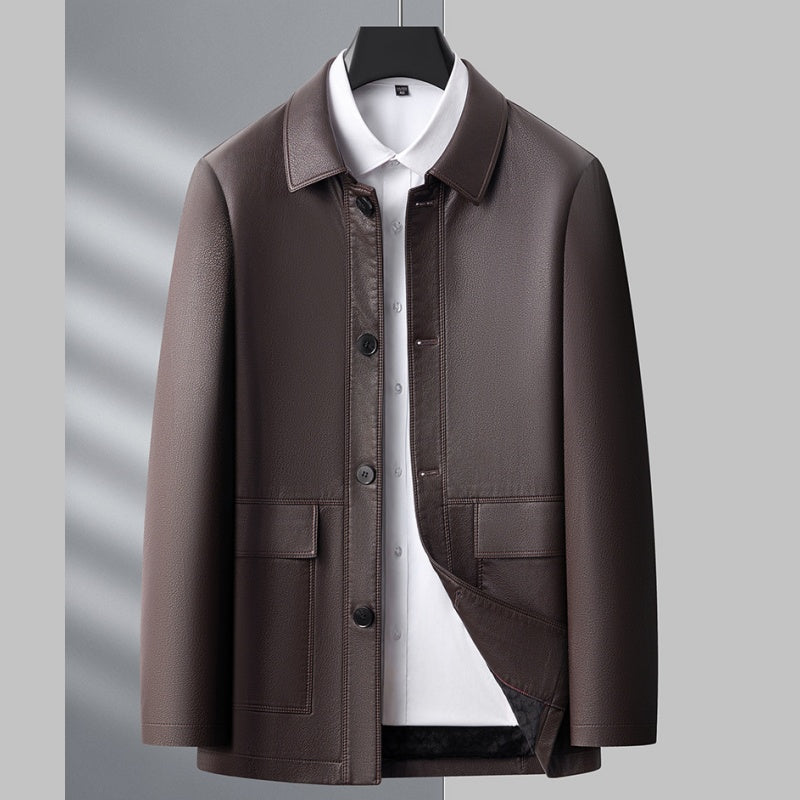 ❄️Nouveauté pour le début de l'hiver -50 % de réduction👨Veste en cuir doublée chaude pour homme