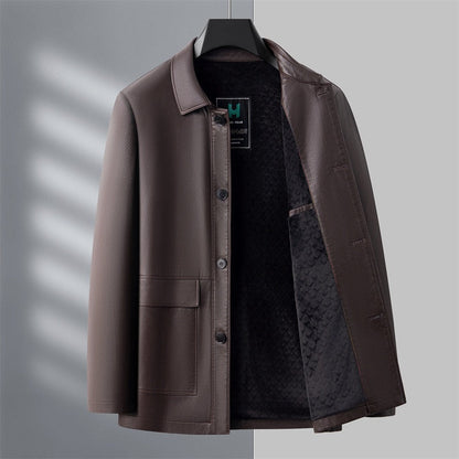 ❄️Nouveauté pour le début de l'hiver -50 % de réduction👨Veste en cuir doublée chaude pour homme