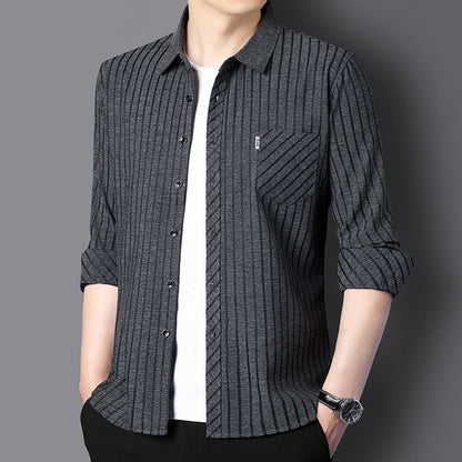 Men’s Casual Business Lapel Shirt for Fall & Winter