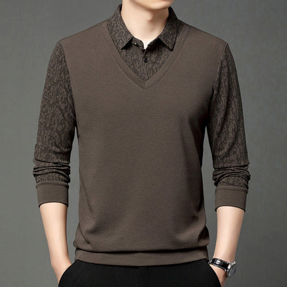 Men's Faux 2-Piece Long Sleeve Shirt（50% OFF）
