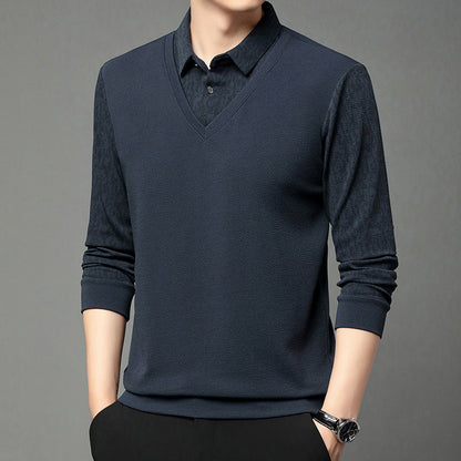Men's Faux 2-Piece Long Sleeve Shirt（50% OFF）