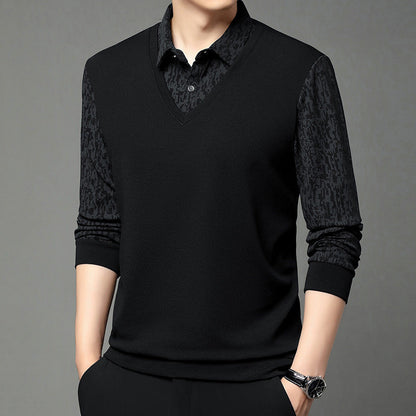 Men's Faux 2-Piece Long Sleeve Shirt（50% OFF）
