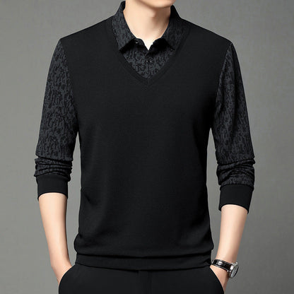 Men's Faux 2-Piece Long Sleeve Shirt（50% OFF）