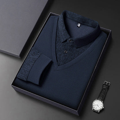 Men's Faux 2-Piece Long Sleeve Shirt（50% OFF）