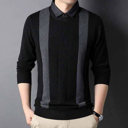 🎉Black Friday - Early Bird Price🎉Men's Comfortable Lapel Fake Two-Piece Knit Sweater