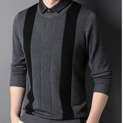 🎉Black Friday - Early Bird Price🎉Men's Comfortable Lapel Fake Two-Piece Knit Sweater