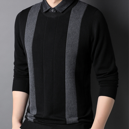 🎉Black Friday - Early Bird Price🎉Men's Comfortable Lapel Fake Two-Piece Knit Sweater