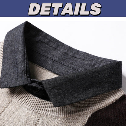 🎉Black Friday - Early Bird Price🎉Men's Comfortable Lapel Fake Two-Piece Knit Sweater