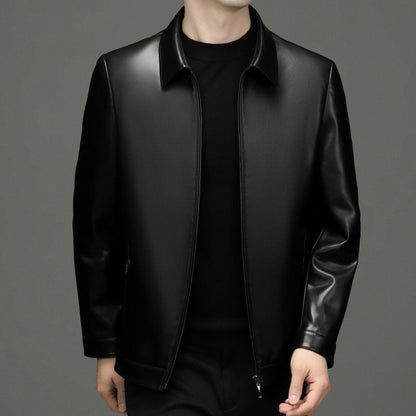 🎁Men's Classic PU Leather Jacket With Zipper Front（50% OFF）