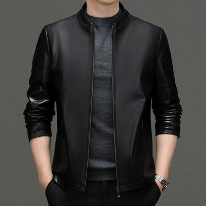 🎁Men's Classic PU Leather Jacket With Zipper Front（50% OFF）