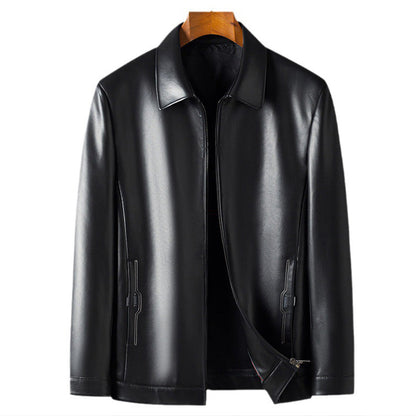 🎁Men's Classic PU Leather Jacket With Zipper Front（50% OFF）