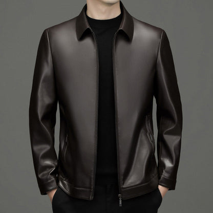 🎁Men's Classic PU Leather Jacket With Zipper Front（50% OFF）