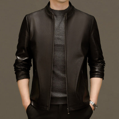 🎁Men's Classic PU Leather Jacket With Zipper Front（50% OFF）