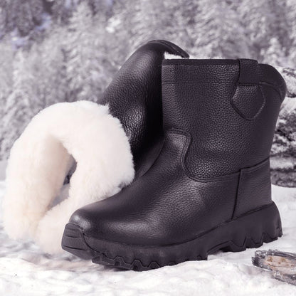 ❄️Offres spéciales d'hiver❄️ Bottes de neige chaudes en cuir avec doublure en peluche