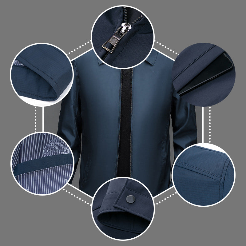 Veste à glissière à revers pour le vent pour hommes （50% de réduction）