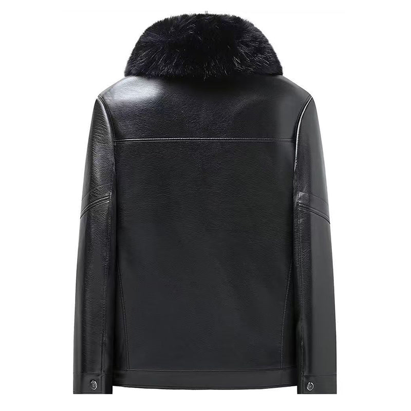 Veste en cuir hivernal masculin avec doublure moelleuse （50% de réduction）