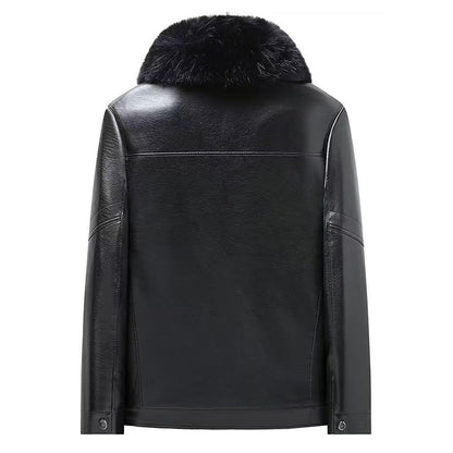 Veste en cuir hivernal masculin avec doublure moelleuse （50% de réduction）