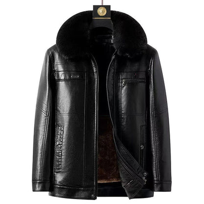 Men's Winter Leather Jacket With Plush Lining（50% OFF）