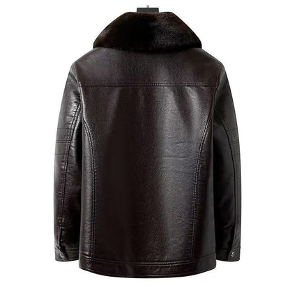 Veste en cuir hivernal masculin avec doublure moelleuse （50% de réduction）