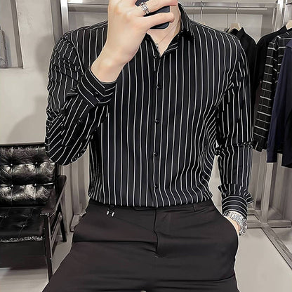 Men's Slim-Fit Striped Long-Sleeve Shirt（50% OFF）
