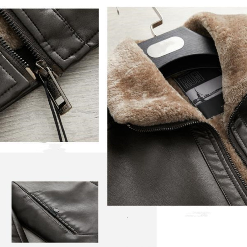 Veste en cuir PU à revers rembourrée polyvalente pour hommes （50% de réduction）