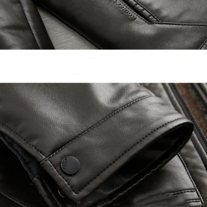 Veste en cuir PU à revers rembourrée polyvalente pour hommes （50% de réduction）