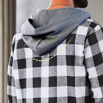 🔥50%OFF Christmas Sale🔥Men's Versatile Hooded Plaid Flannel Shirt