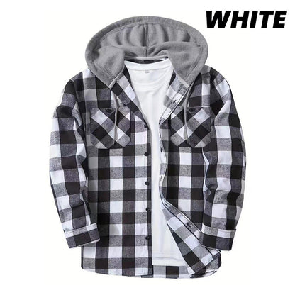 🔥50%OFF Christmas Sale🔥Men's Versatile Hooded Plaid Flannel Shirt