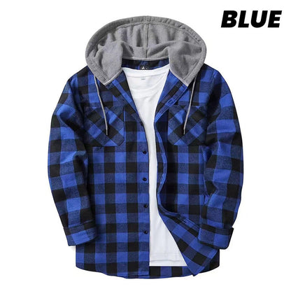 🔥50%OFF Christmas Sale🔥Men's Versatile Hooded Plaid Flannel Shirt