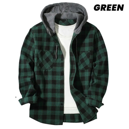 🔥50%OFF Christmas Sale🔥Men's Versatile Hooded Plaid Flannel Shirt