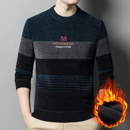 🔥Vente chaude🔥Pull chaud en chenille à col rond pour homme, doublé de peluche épaisse