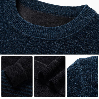 🔥Vente chaude🔥Pull chaud en chenille à col rond pour homme, doublé de peluche épaisse