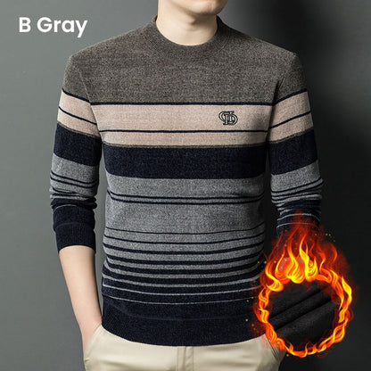 🔥Vente chaude🔥Pull chaud en chenille à col rond pour homme, doublé de peluche épaisse