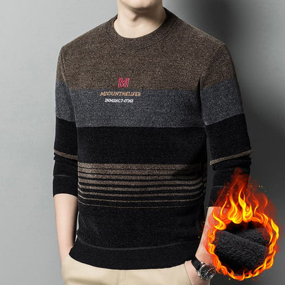 🔥Vente chaude🔥Pull chaud en chenille à col rond pour homme, doublé de peluche épaisse