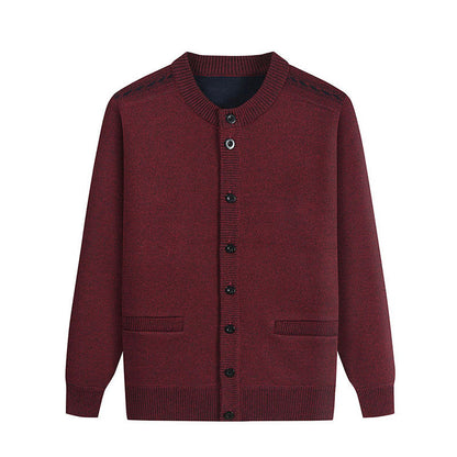 Men's Solid Color Padded Knit Button Cardigan