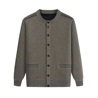 Men's Solid Color Padded Knit Button Cardigan
