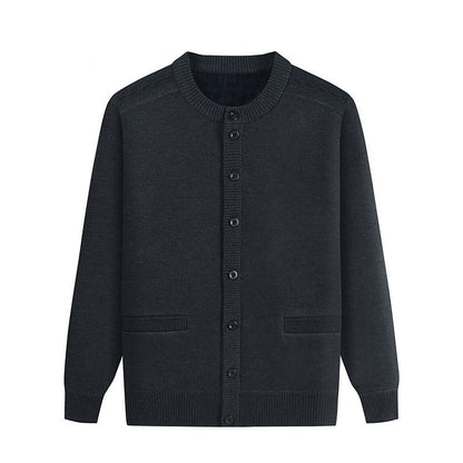 Men's Solid Color Padded Knit Button Cardigan
