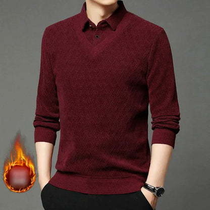 ❄️Winter Specials❄️ Men's Plush-Lined Mock Layered Lapel Shirt