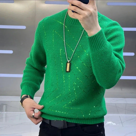 🔥2025 HOT SALE🔥 Men's Warm Sequin Round Neck Sweater