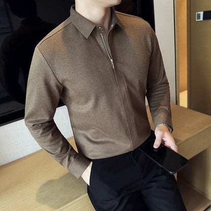 Men's Casual Solid Color Lapel Top（50% OFF）