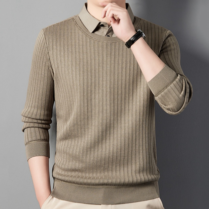 Men's Fake Two Piece Lapel Long-Sleeve Tops（50% OFF）