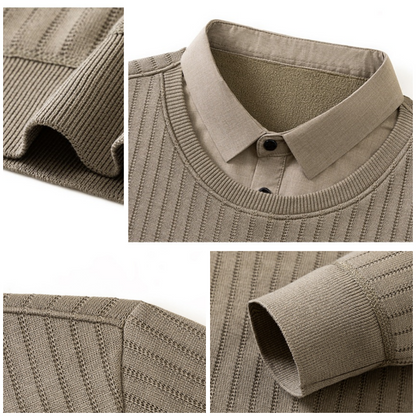 Men's Fake Two Piece Lapel Long-Sleeve Tops（50% OFF）