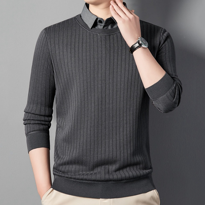 Men's Fake Two Piece Lapel Long-Sleeve Tops（50% OFF）