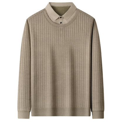 Men's Fake Two Piece Lapel Long-Sleeve Tops（50% OFF）