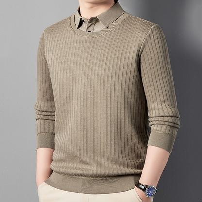 Men's Fake Two Piece Lapel Long-Sleeve Tops（50% OFF）